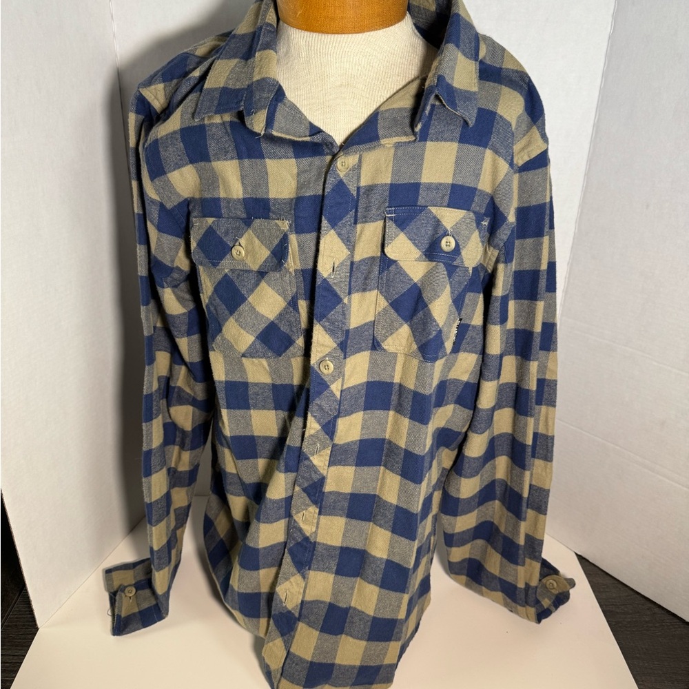 Billabong Blue and Tan Plaid Men's Shirt